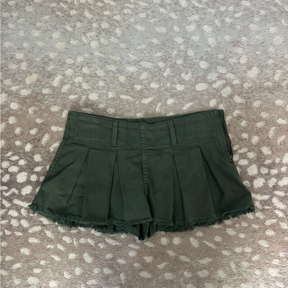 We the free pleated micro mini denim skort
